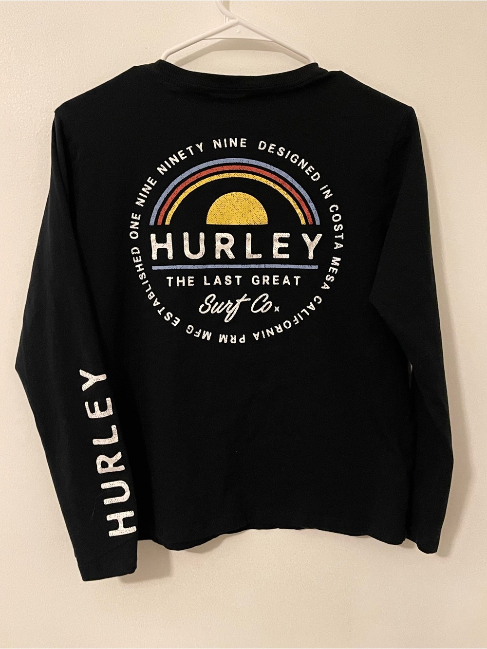 Hurley Black Long Sleeve Tee with White Logo - Picture 2 of 5